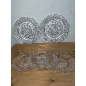 Vintage Lot Of 5 Anchor Hocking Glass Plates Wexford 6" Bread Butter Dessert